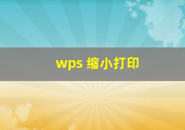 wps 缩小打印